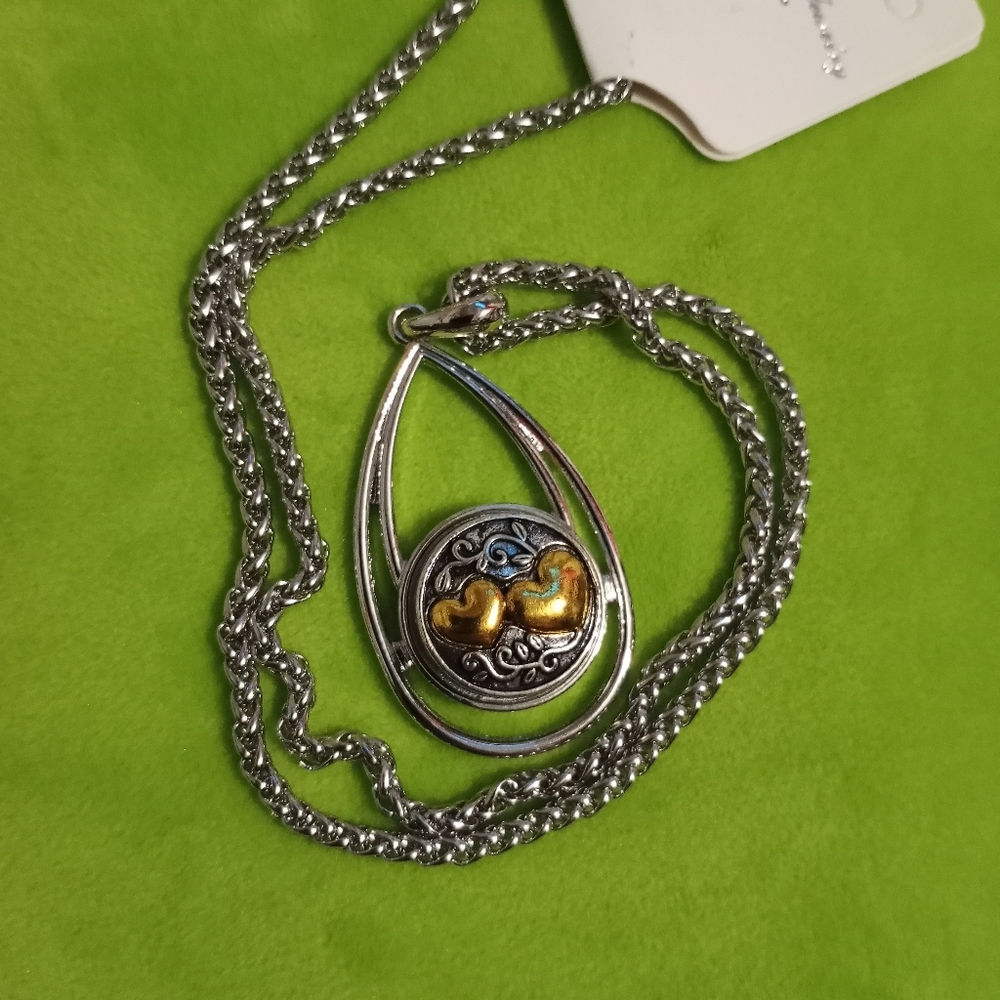 Stainless steel necklace, teardrop pendant